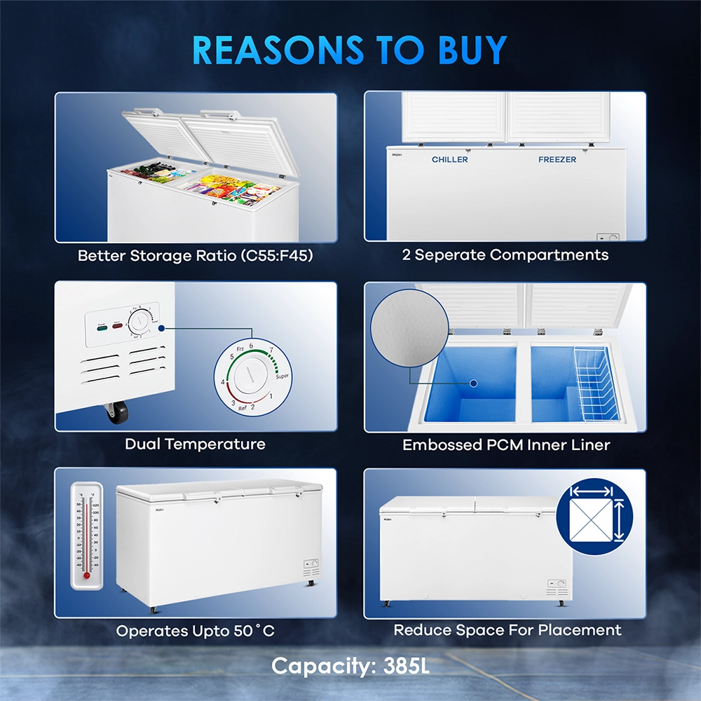 Haier 385 L Combo Chest Freezer with Two Separate Compartments 